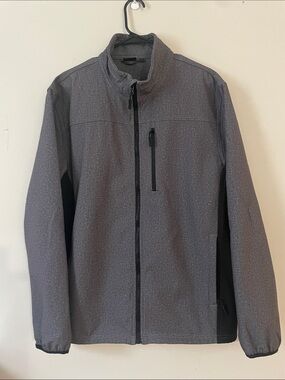 George Softshell Jacket Gray Black Fleece Lined Full Zip Men’s L NWOT